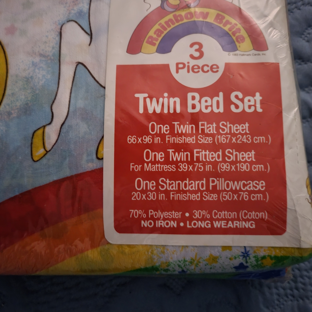 NIP 1983 Rainbow Bright Twin Bed Sheet Set - Multicolor - Picture 9 of 10